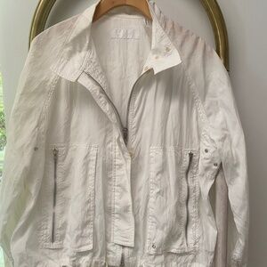 Helmut Lang Womens White Light Weight Zipped Bomber Trench Jacket Size M $745